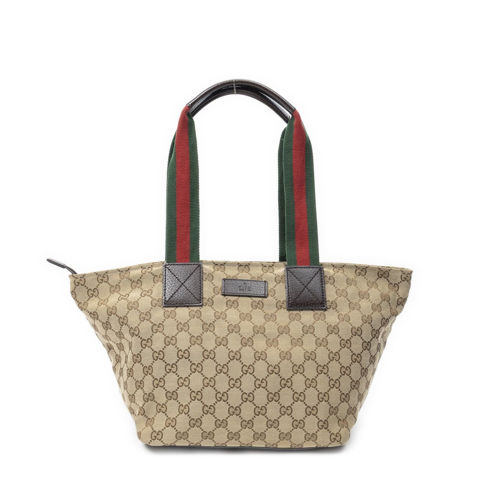 Gucci Web Trapeze Tote Brown Beige GG Canvas