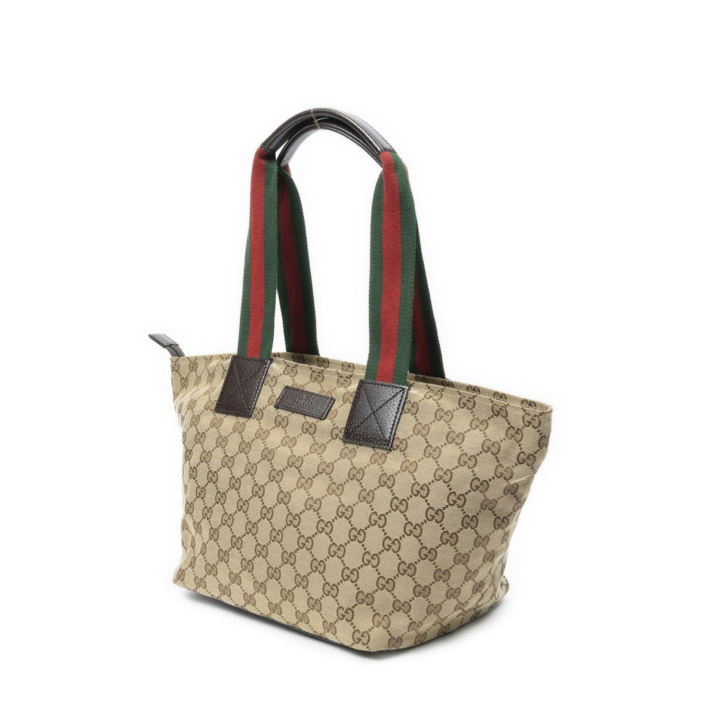 Gucci Web Trapeze Tote Brown Beige GG Canvas — view 2