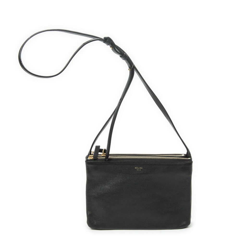 Celine Small Trio Crossbody Black Calfskin Leather