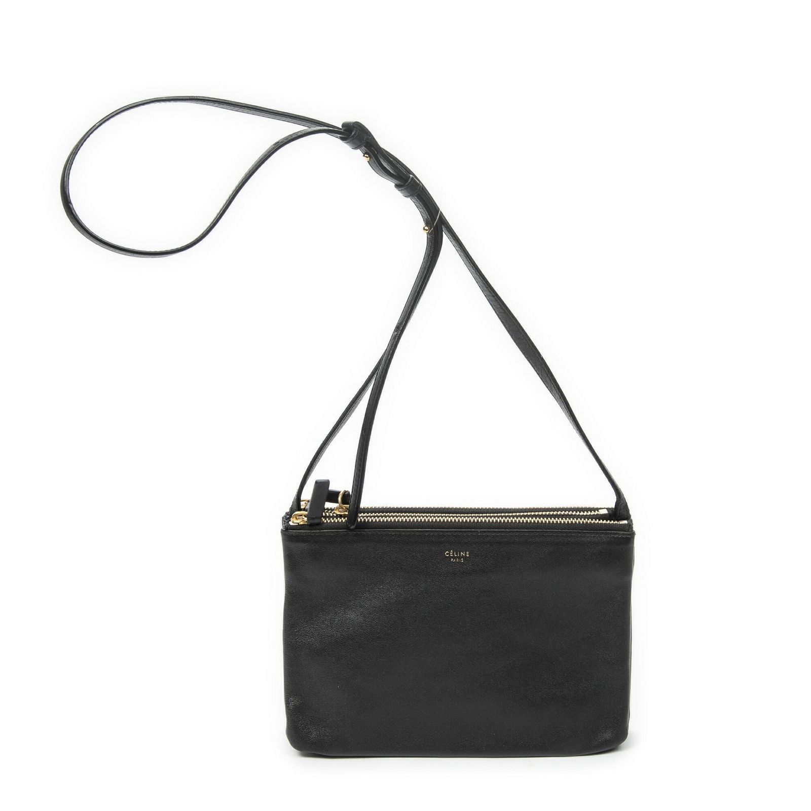 Celine Small Trio Crossbody Black Calfskin Leather
