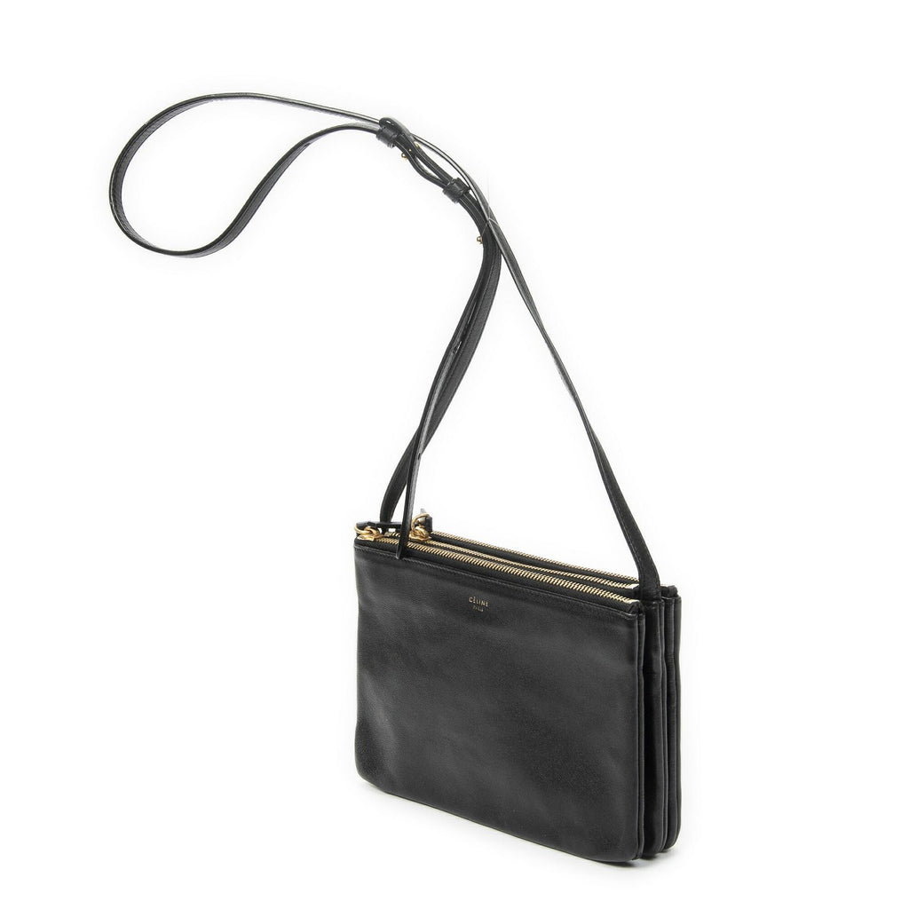 Celine Small Trio Crossbody Black Calfskin Leather — view 2