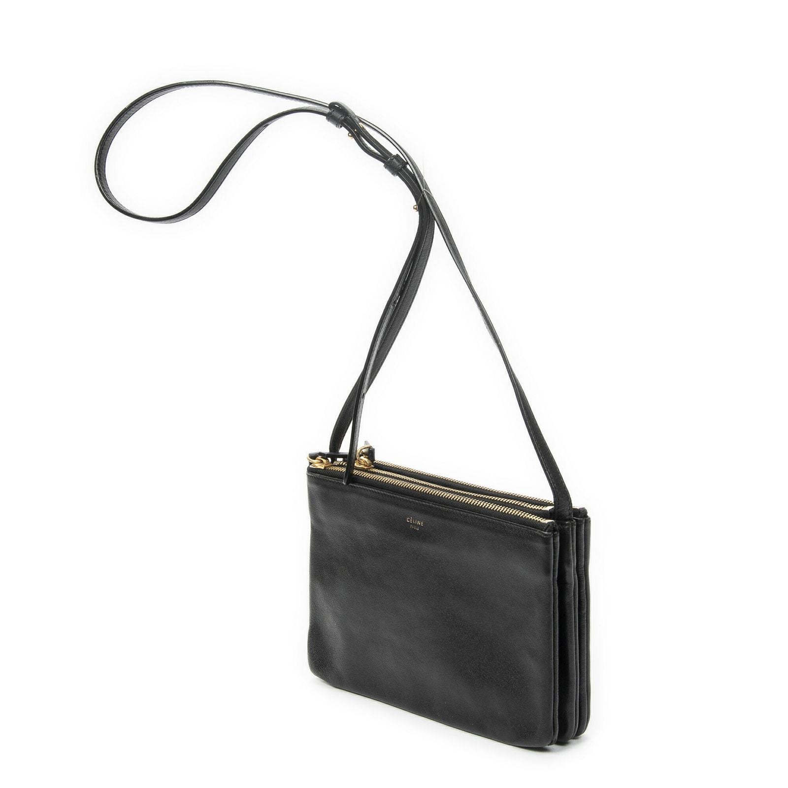 Celine Small Trio Crossbody Black Calfskin Leather — view 2