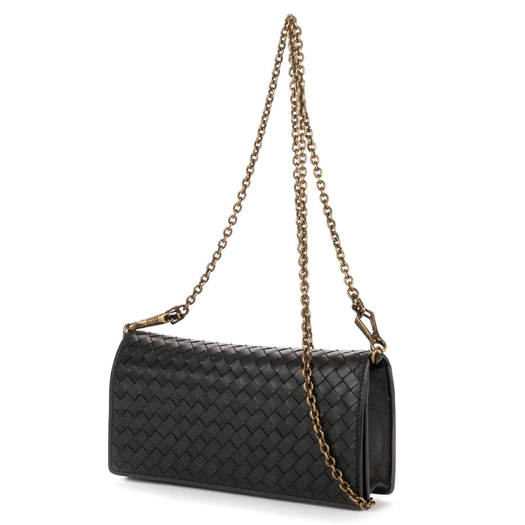 Bottega Venetawallet on Chain Crossbody Black Intrecciato Calfskin Leathera — view 2