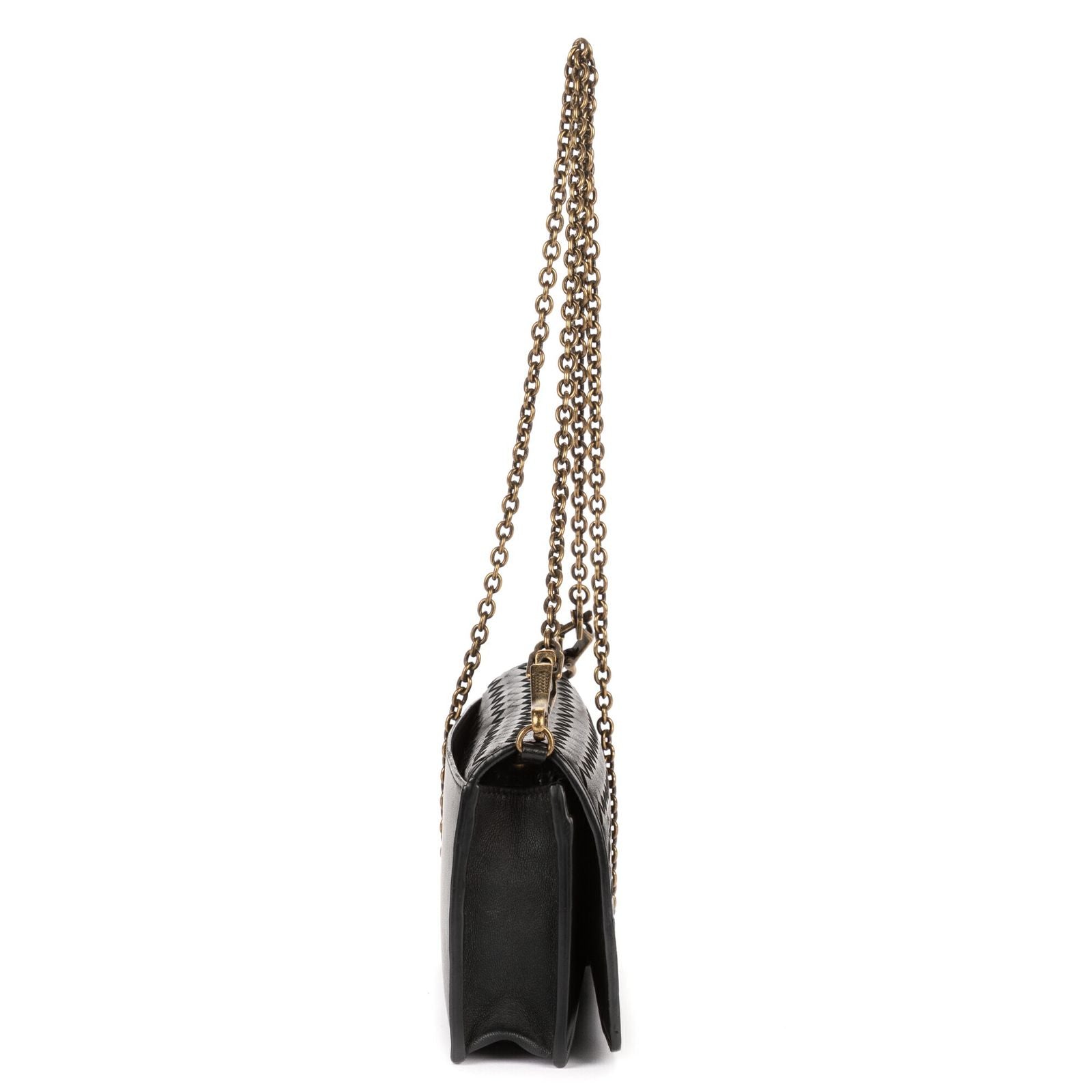 Bottega Venetawallet on Chain Crossbody Black Intrecciato Calfskin Leathera — view 4