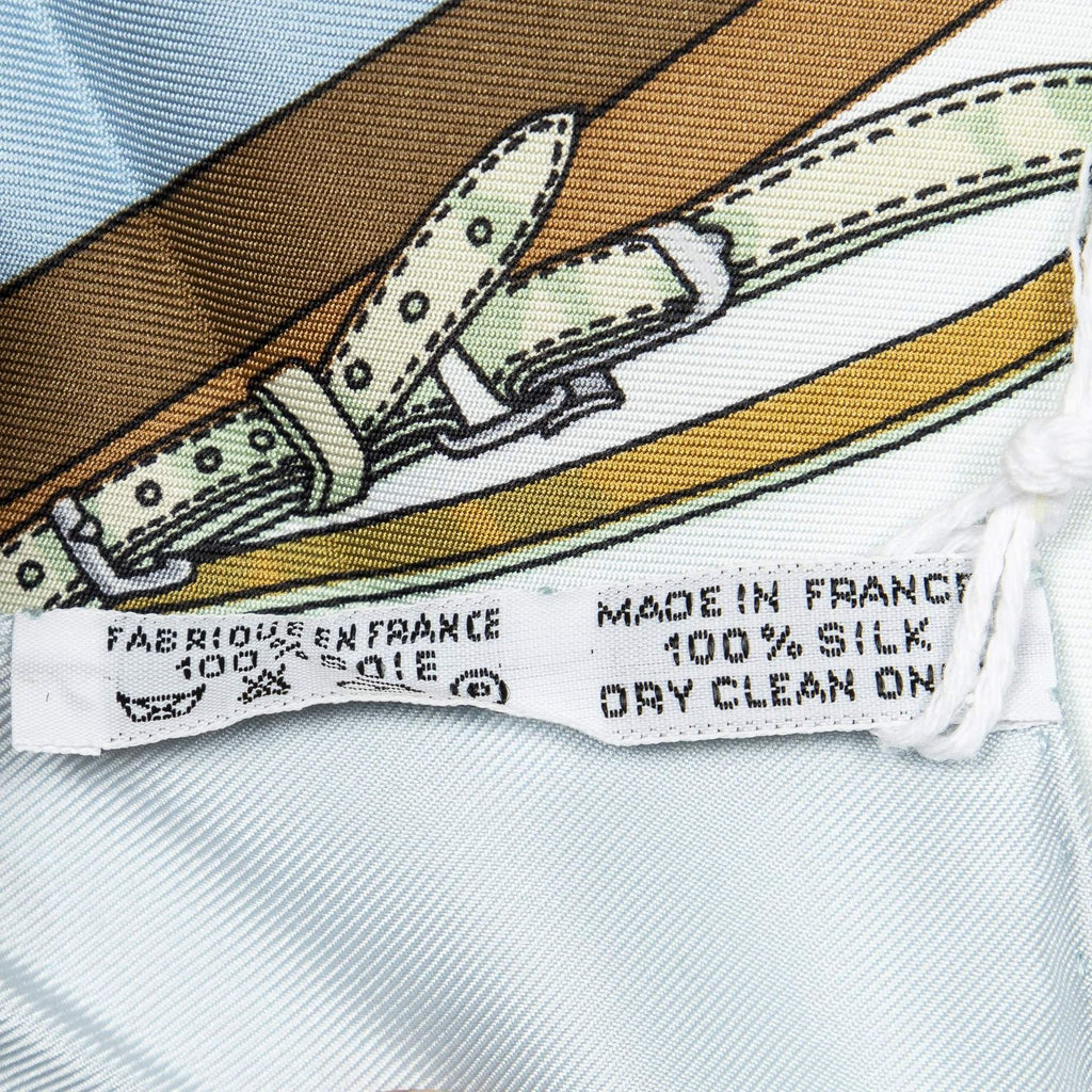 Hermes Scarf Light Blue Green Brown Silk — view 5