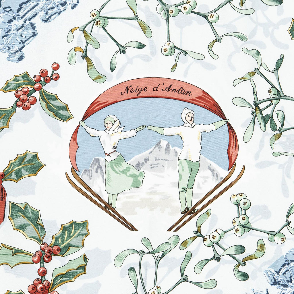 Hermes Scarf Light Blue Green Brown Silk — view 3