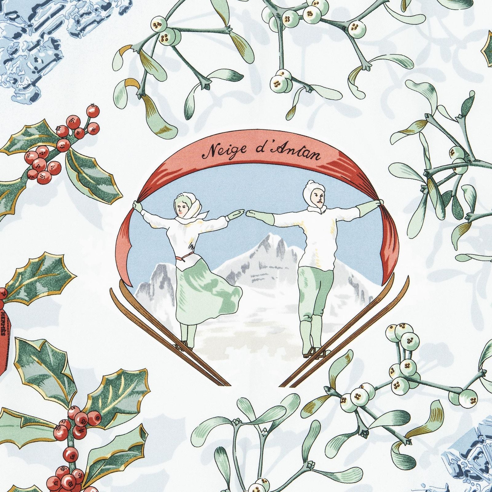 Hermes Scarf Light Blue Green Brown Silk — view 3