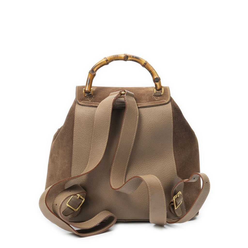 Gucci Large Bamboo Backpack Brown Suede Leather — view 5