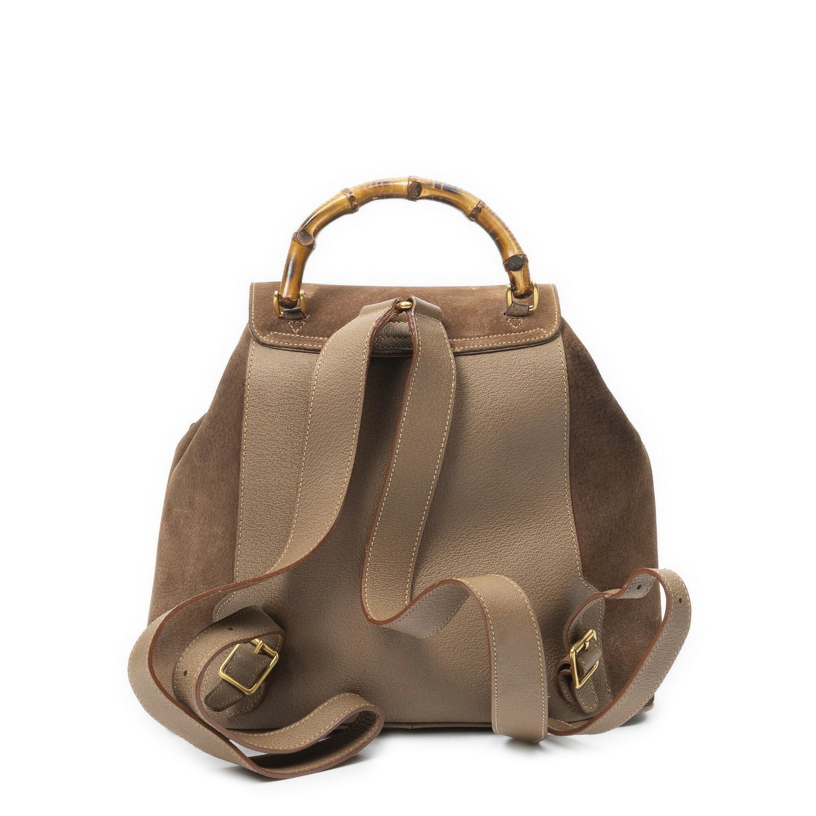 Gucci Large Bamboo Backpack Brown Suede Leather — view 5