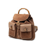 Gucci Large Bamboo Backpack Brown Suede Leather — view 2