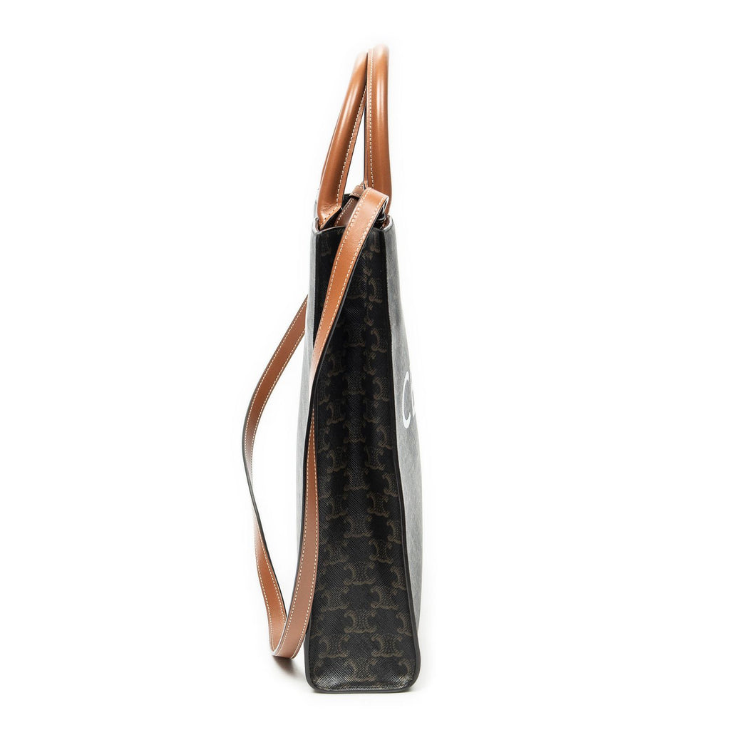Celine Small Vertical Cover Tote Brown Triomphe Canvas — view 4