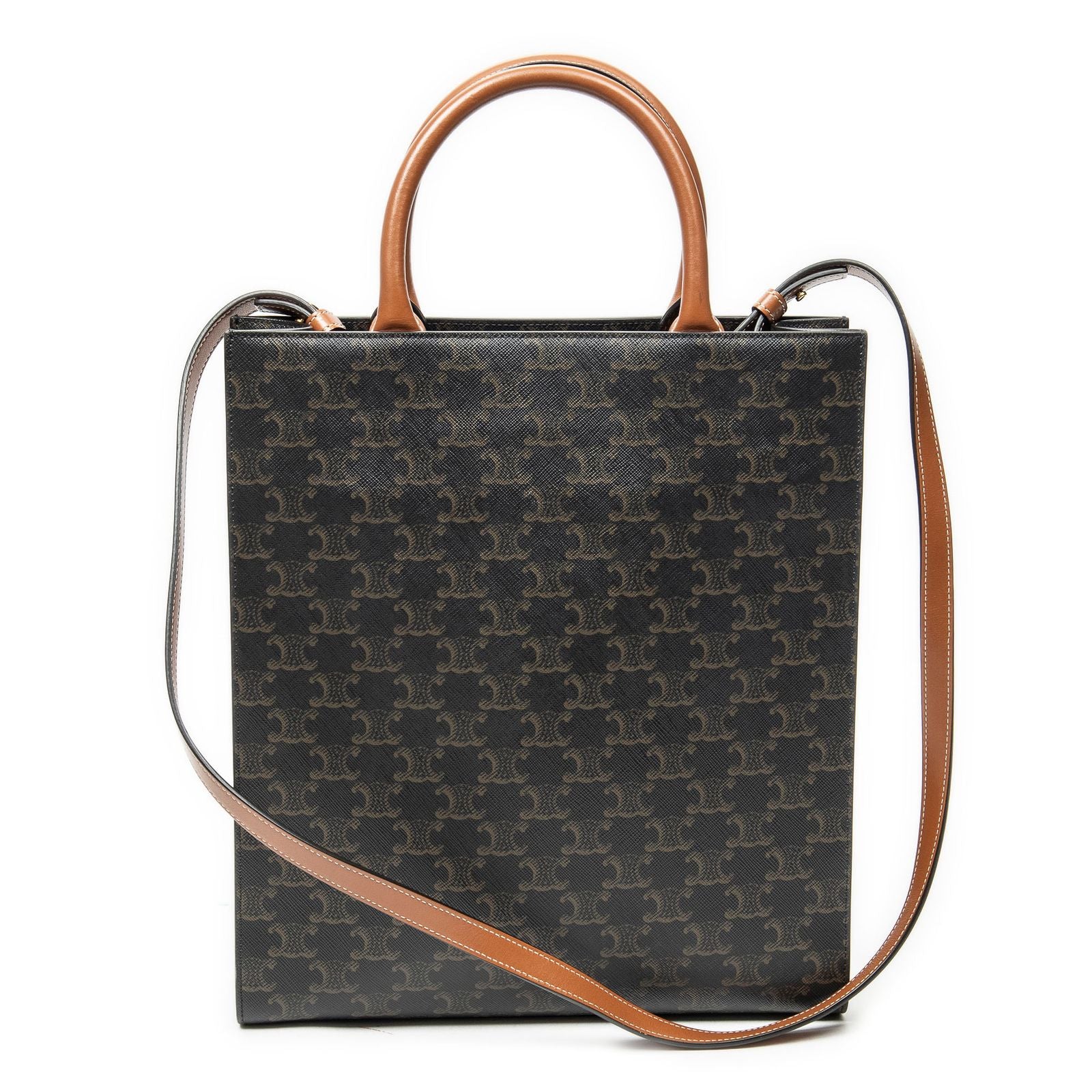 Celine Small Vertical Cover Tote Brown Triomphe Canvas — view 5