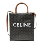Celine Small Vertical Cover Tote Brown Triomphe Canvas