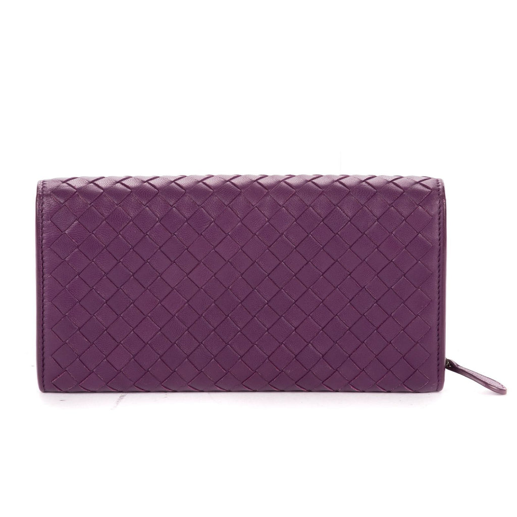 Bottega Veneta Giant Continental Flap Purple Intrecciato Calfskin Leathera — view 5