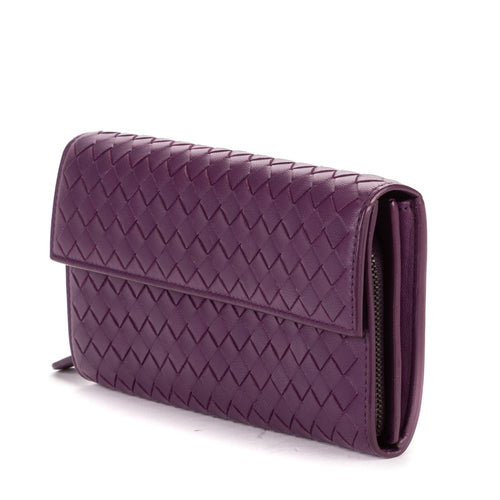 Bottega Veneta Giant Continental Flap Purple Intrecciato Calfskin Leathera — view 2