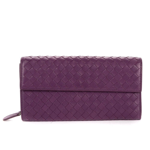 Bottega Veneta Giant Continental Flap Purple Intrecciato Calfskin Leathera