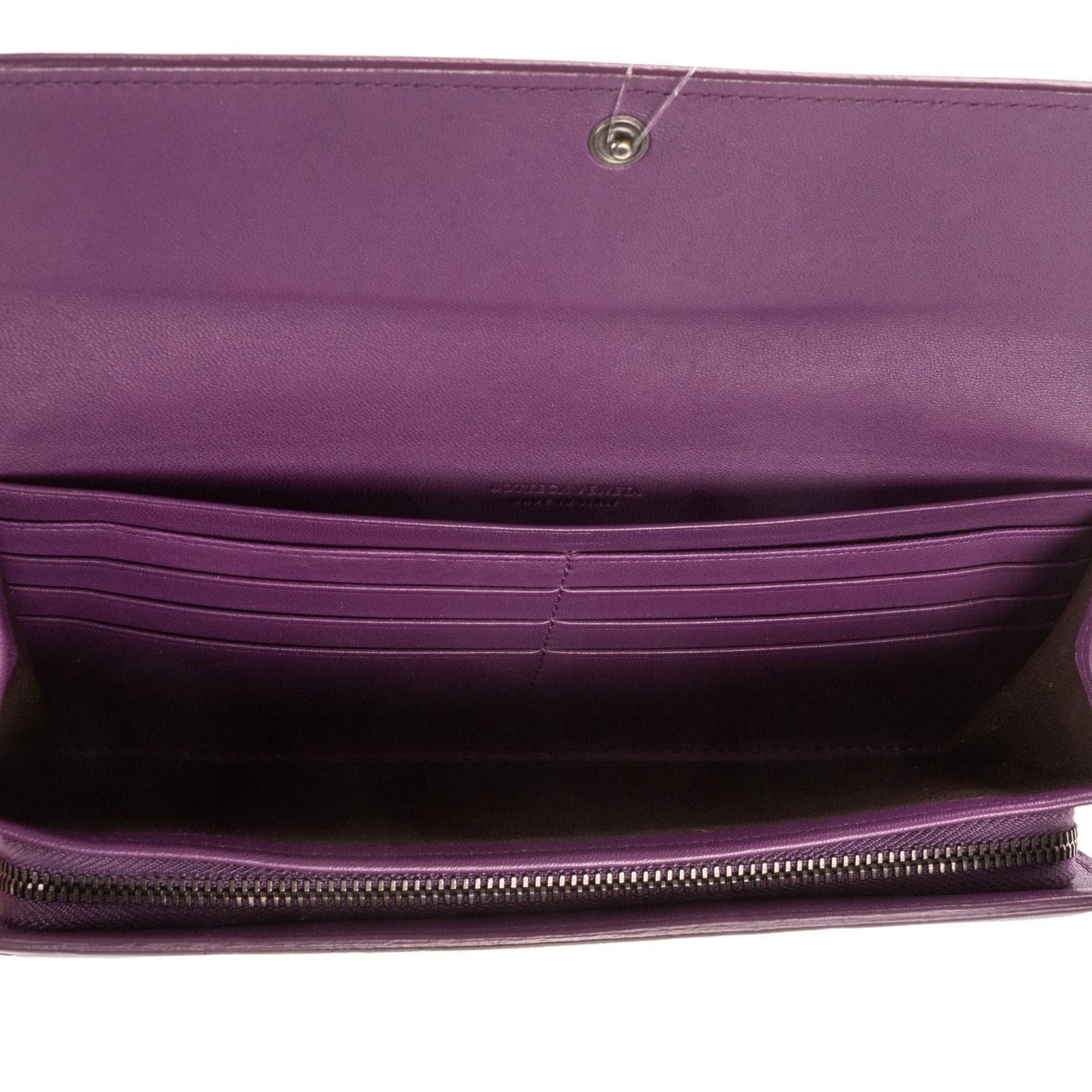 Bottega Veneta Giant Continental Flap Purple Intrecciato Calfskin Leathera — view 9