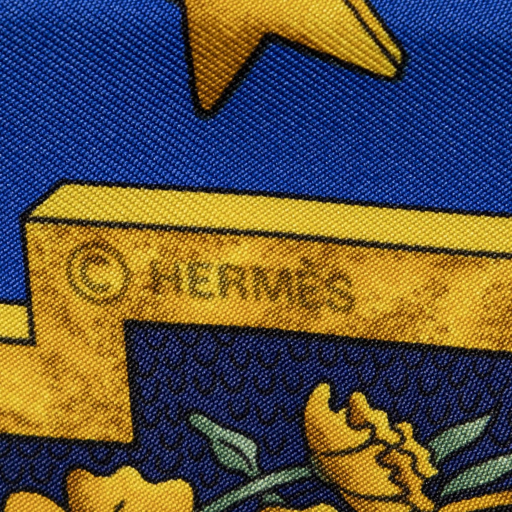 Hermes Scarf Blue Yellow Green Silk — view 4