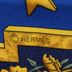 Hermes Scarf Blue Yellow Green Silk — view 4