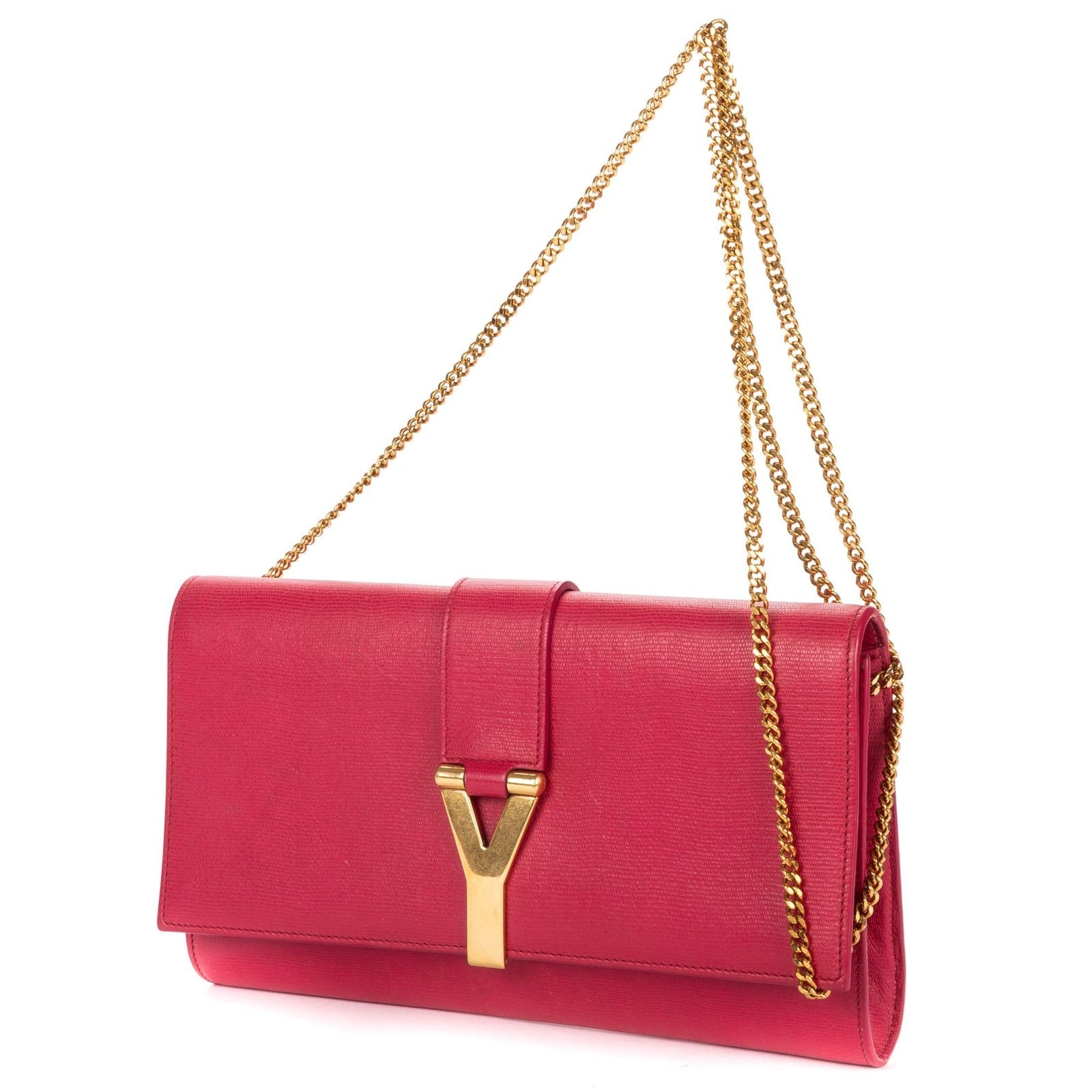 Saint Laurent Ligne Crossbody Pink Calfskin Leather — view 2