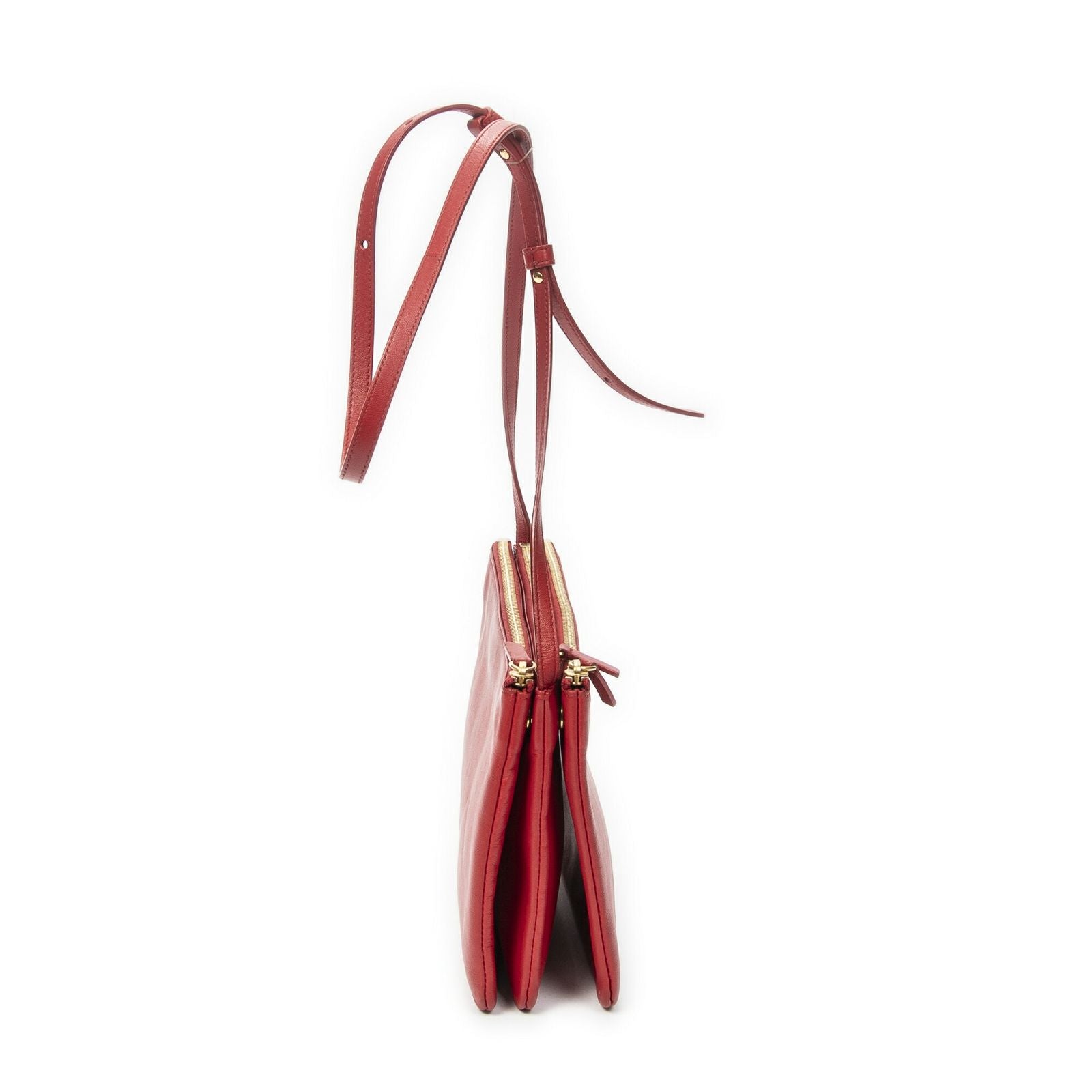 Celine Large Trio Crossbody Red Calfskin Leather — view 4