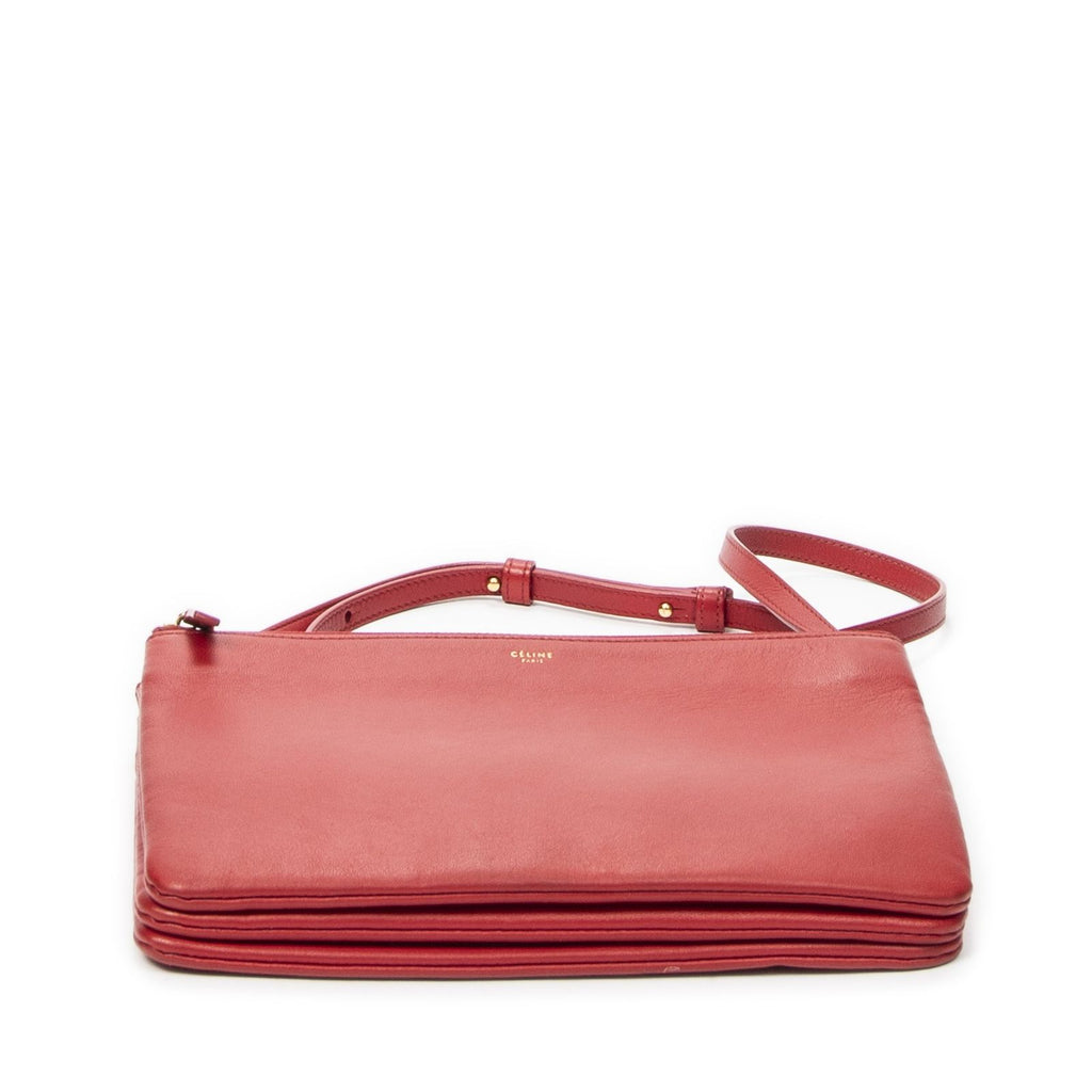 Celine Large Trio Crossbody Red Calfskin Leather — view 6