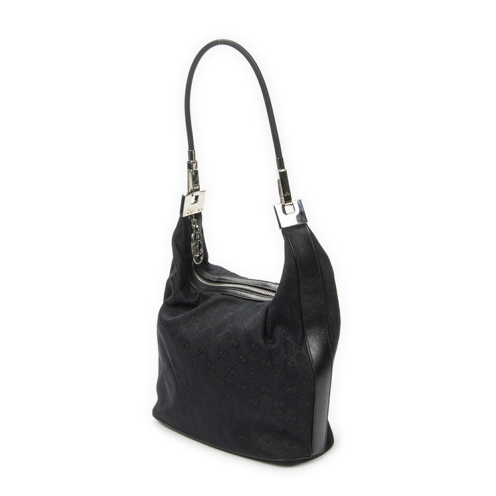 Gucci Zip Hobo Black GG Canvas — view 2