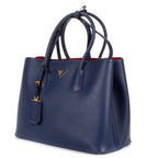 Prada Cuir Double Handle Tote Navy Red Saffiano Leather — view 2