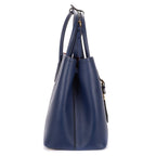 Prada Cuir Double Handle Tote Navy Red Saffiano Leather — view 4