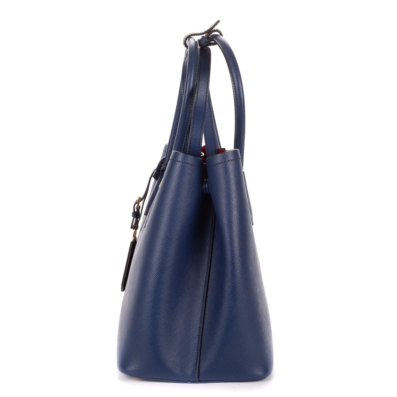 Prada Cuir Double Handle Tote Navy Red Saffiano Leather — view 3