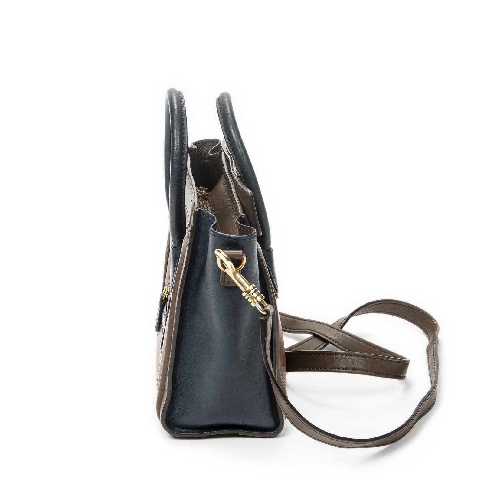Celine Nano Luggage Brown Navy Calfskin Leather — view 3