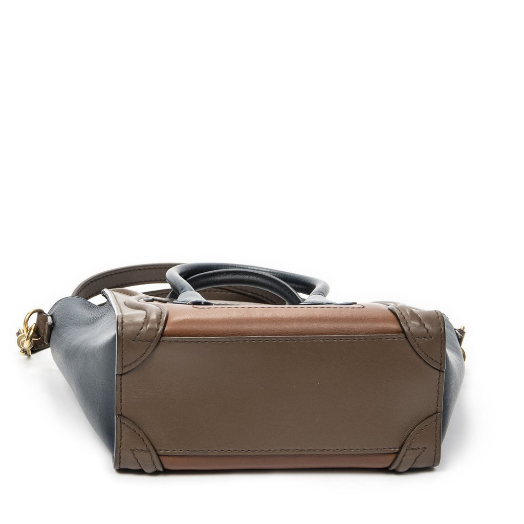 Celine Nano Luggage Brown Navy Calfskin Leather — view 6