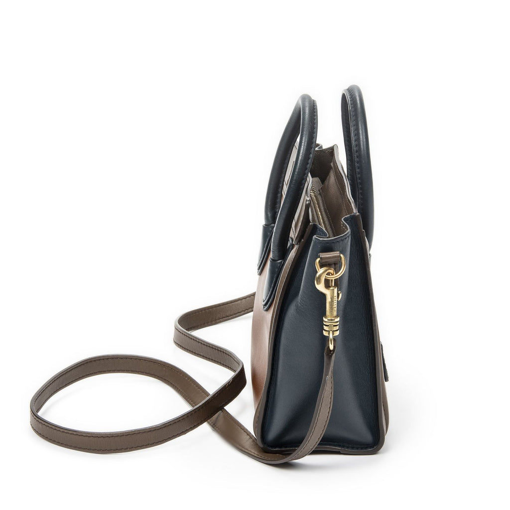 Celine Nano Luggage Brown Navy Calfskin Leather — view 4