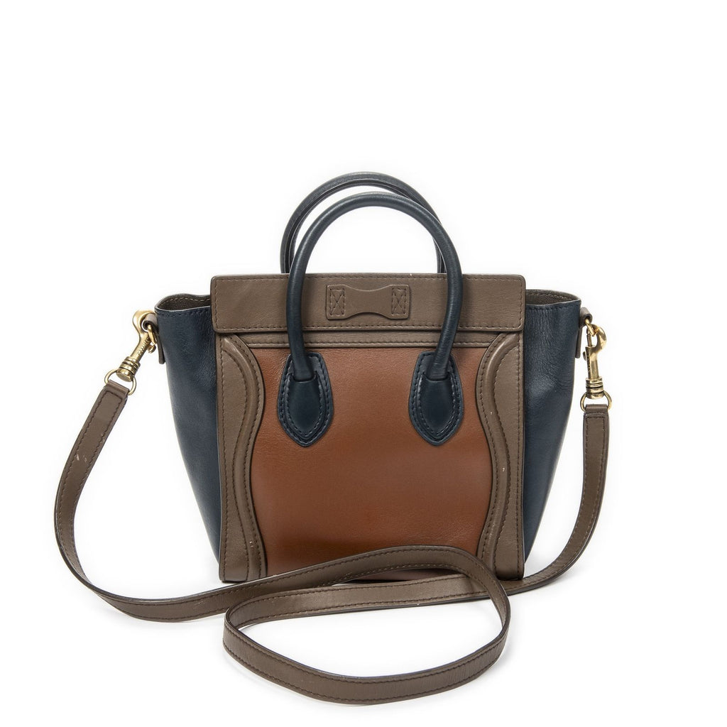 Celine Nano Luggage Brown Navy Calfskin Leather — view 5