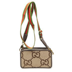 Gucci Zip Mini Camera Bag Brown Beige Jumbo GG Canvas — view 5