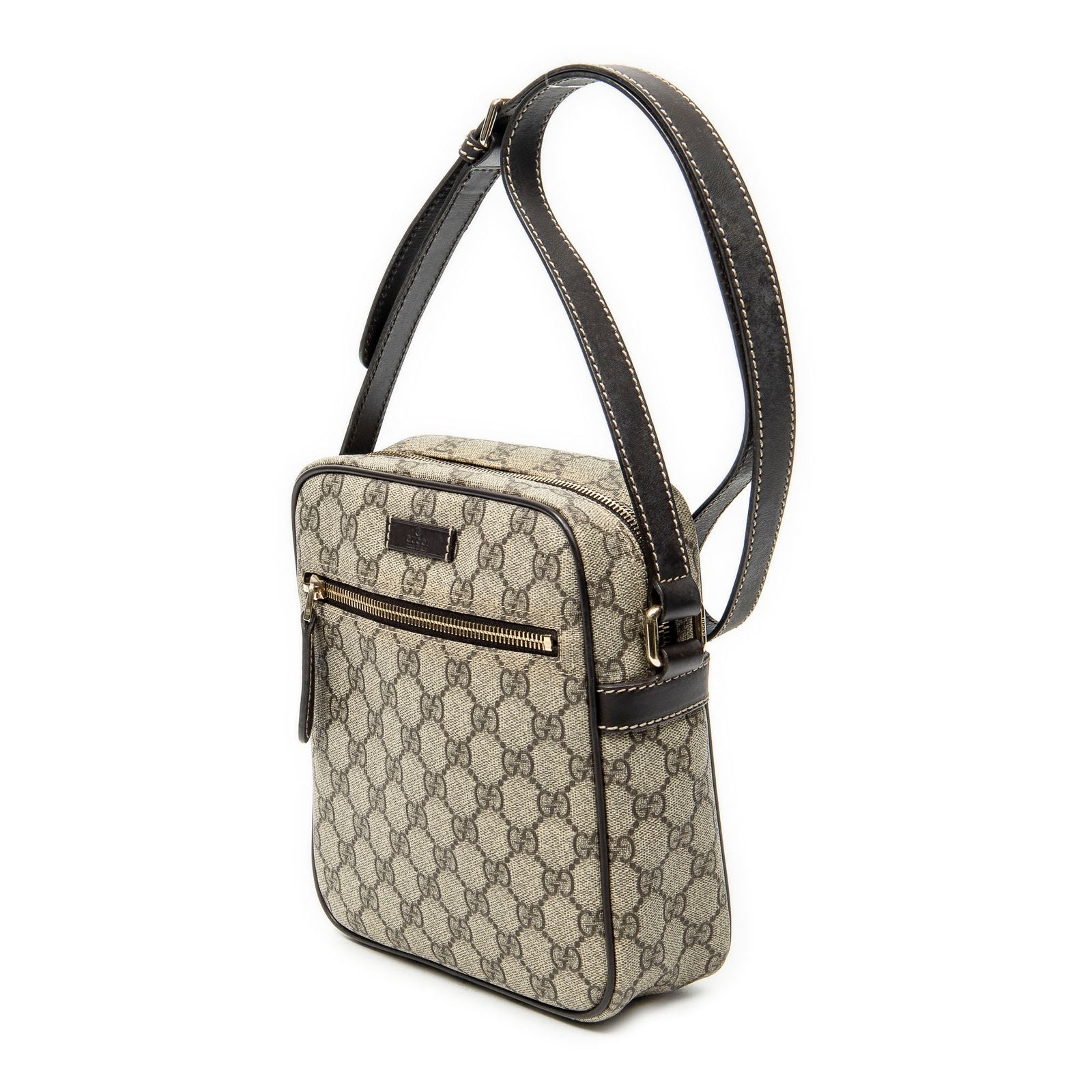 Gucci Zip Crossbody Dark Brown Beige Supreme Canvas — view 2