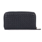 Bottega Veneta Zip Around Wallet Navy Intrecciato Calfskin Leathera — view 5
