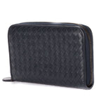 Bottega Veneta Zip Around Wallet Navy Intrecciato Calfskin Leathera — view 2