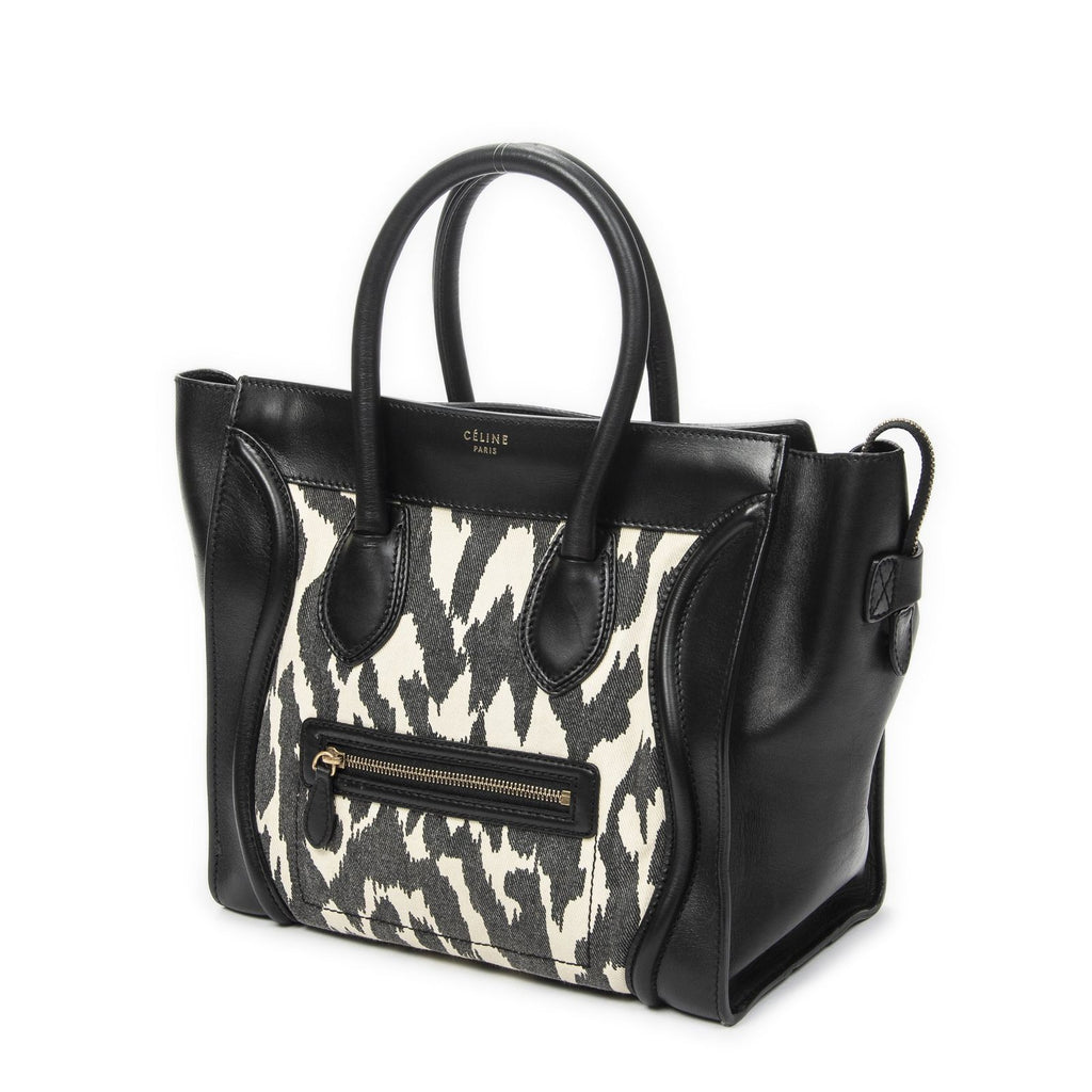 Celine Mini Luggage Black White Calfskin Leather — view 2
