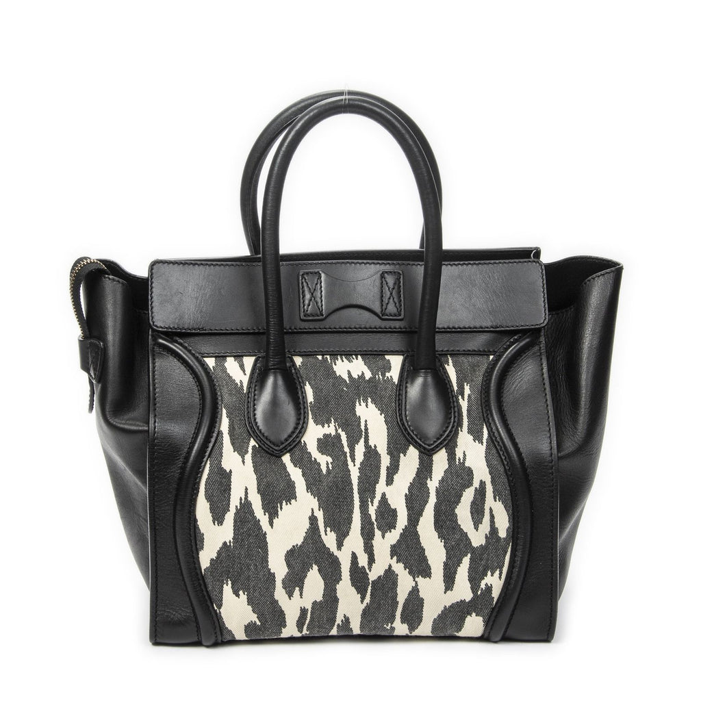 Celine Mini Luggage Black White Calfskin Leather — view 5