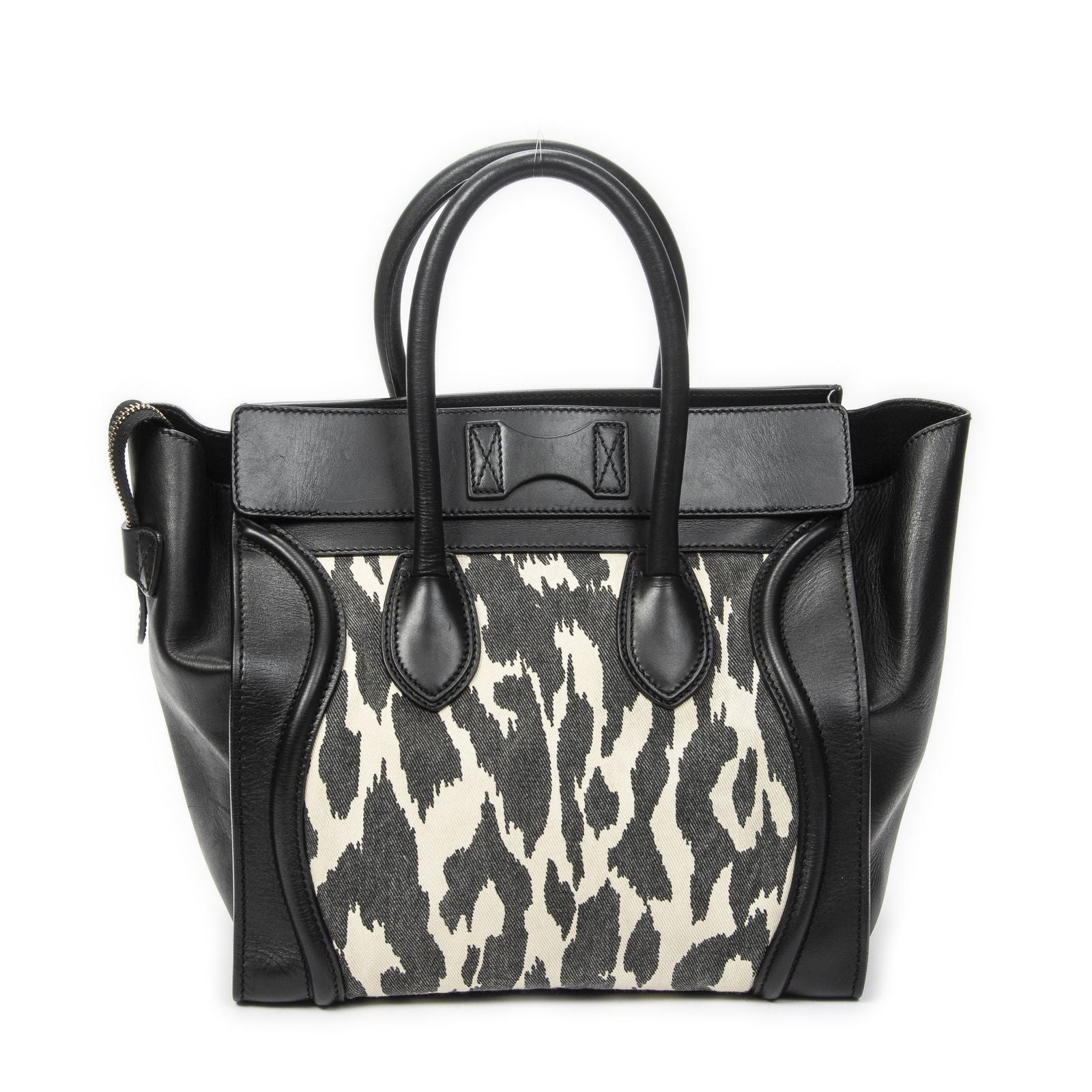 Celine Mini Luggage Black White Calfskin Leather — view 5