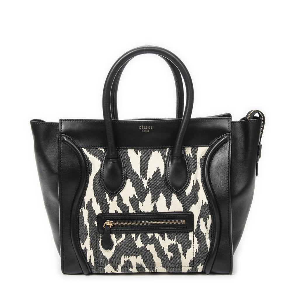 Celine Mini Luggage Black White Calfskin Leather