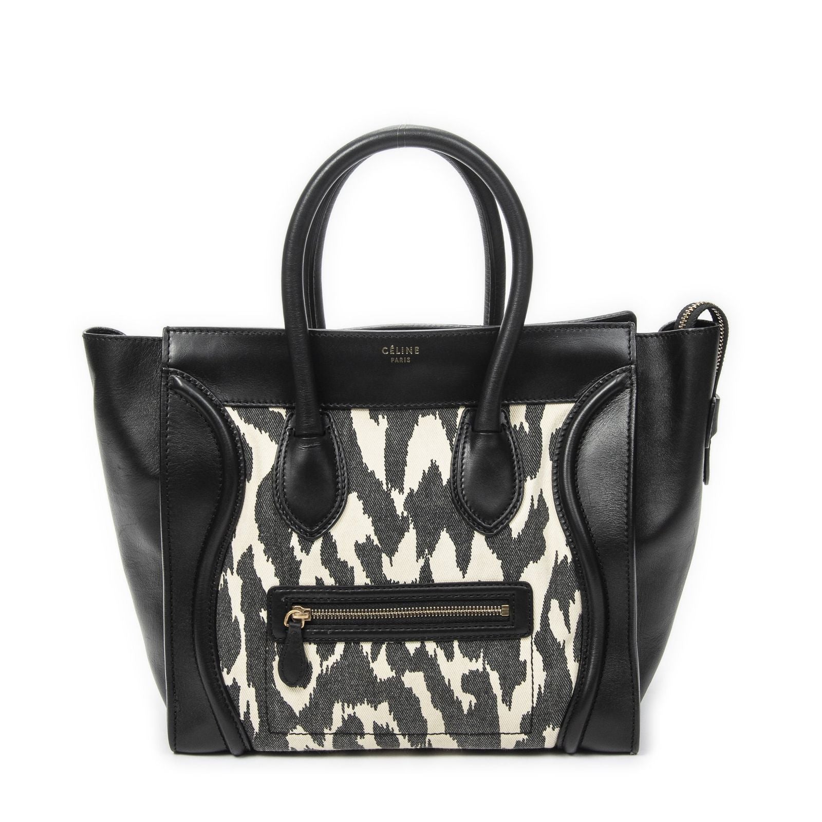 Celine Mini Luggage Black White Calfskin Leather