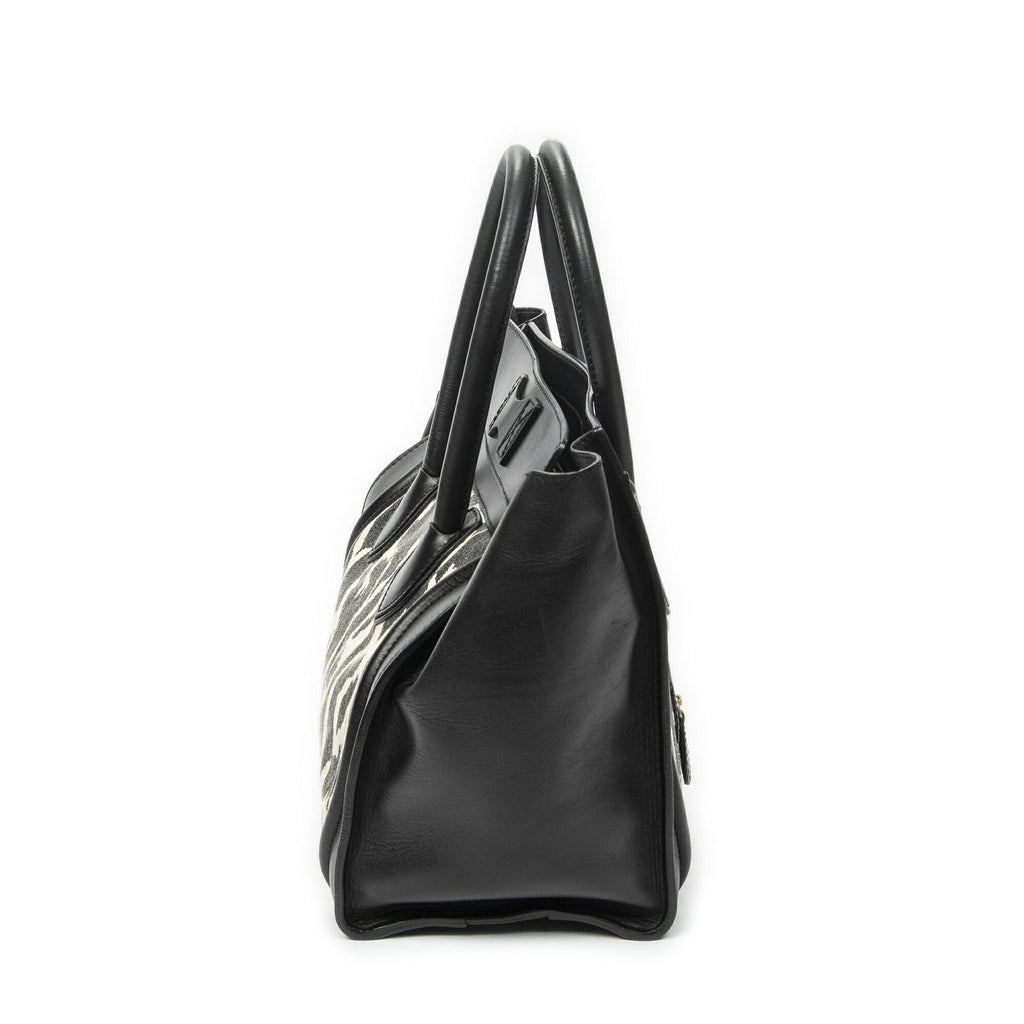 Celine Mini Luggage Black White Calfskin Leather — view 4