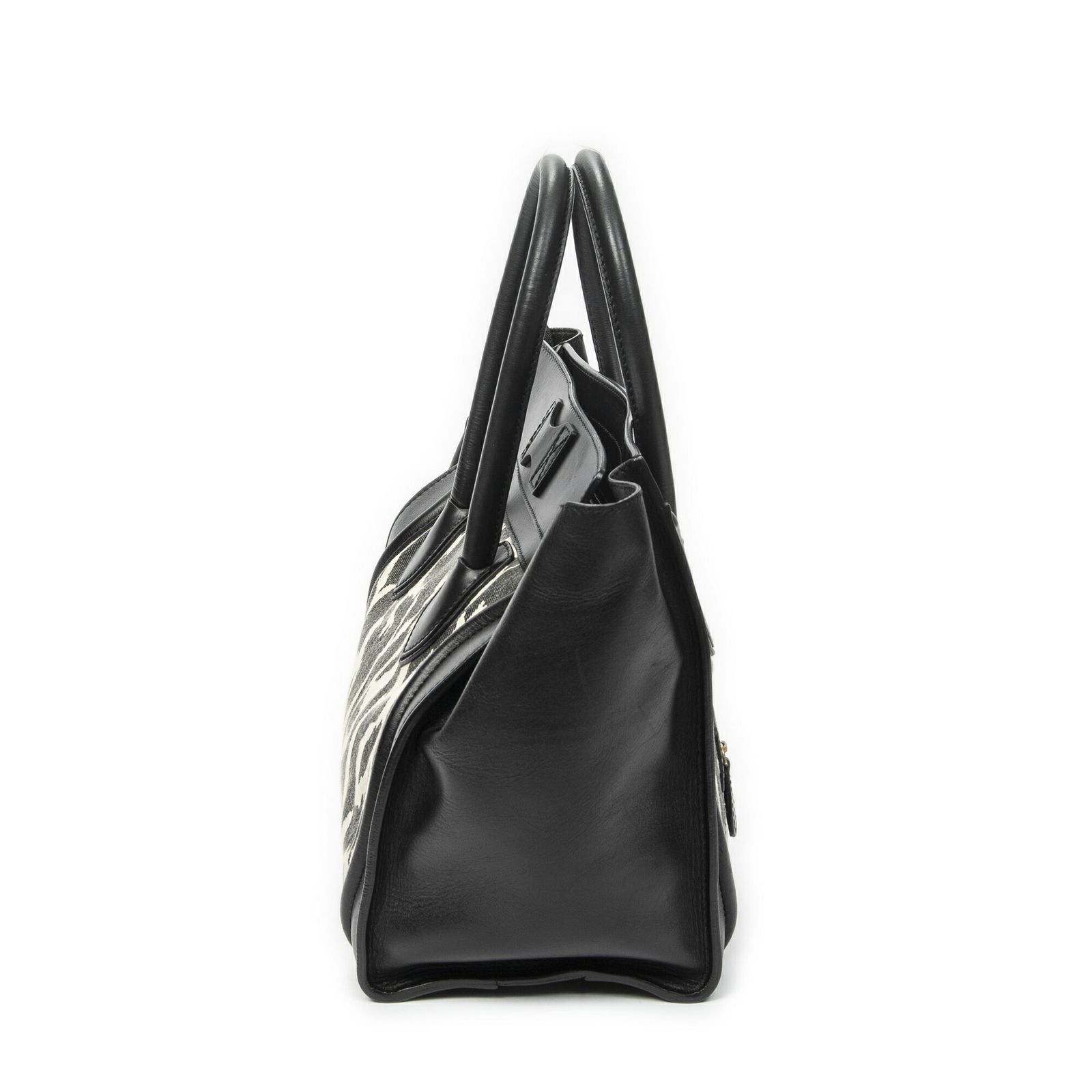 Celine Mini Luggage Black White Calfskin Leather — view 4