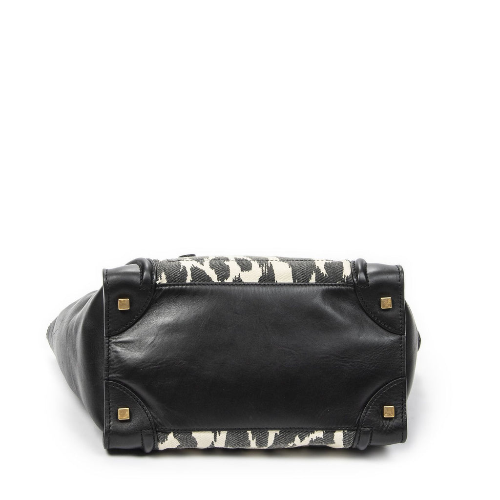 Celine Mini Luggage Black White Calfskin Leather — view 6