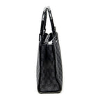 Gucci Large Square Bamboo Tote Bag Black GG Canvas