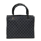 Gucci Large Square Bamboo Tote Bag Black GG Canvas