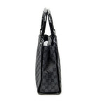 Gucci Large Square Bamboo Tote Bag Black GG Canvas