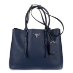 Prada Convertible Open Tote Bag Navy Saffiano Leather